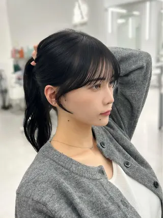 セミロング 韓国ヘア/顔周り ヘアセット/加藤優里のヘアスタイル