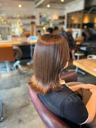 セミロング カラー 髪質改善カラー ブラウン🤎YUMEのヘアスタイル