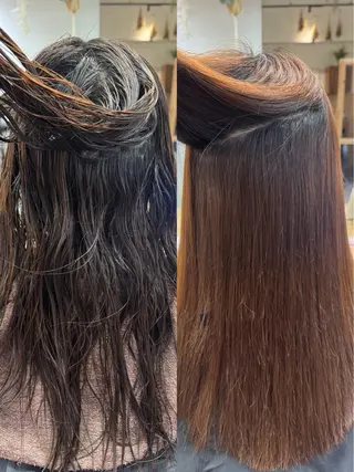 ロング パーマ 縮毛矯正/艶髪カラー ヘアアレンジ/ひふみのヘアスタイル