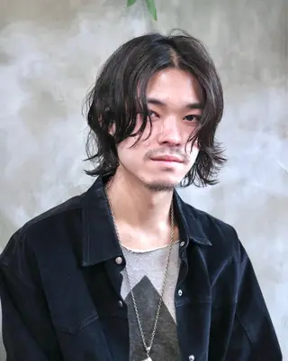 ミディアム パーマ メンズ 木村陸弥 似合わせ 透明感カラー🌿のヘアスタイル