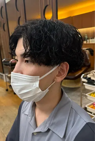 ミディアム メンズ 焼津メンズパーマ特化 大石雄生のヘアスタイル