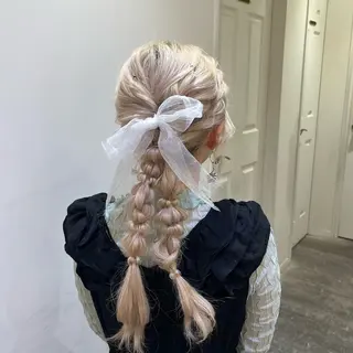 ヘアアレンジ エクステ🎀 暖色カラー🎀amiのヘアスタイル