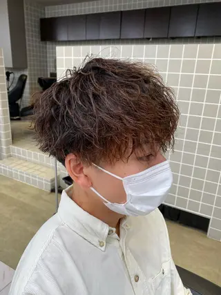 ミディアム パーマ ヘアアレンジ メンズ メンズ特化 水口湧太のヘアスタイル