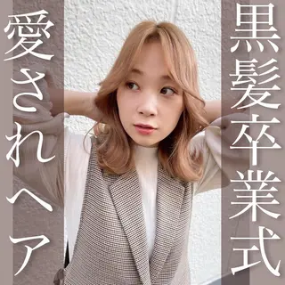 ミディアム カラー 韓国レイヤーカット/ ダブルカラーのヘアスタイル