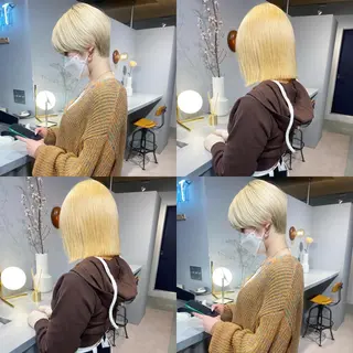 ショート ハイトーン/ ボブ 中村麟のヘアスタイル