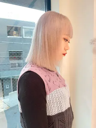 ミディアム GO TODAY SHAiRE SALON 原宿本店所属・REINA/ブリーチ /ハイトーン/原宿のヘアスタイル