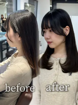 カラー ヘアアレンジ 似合わせ顔まわり カット💛森尾真由美のヘアスタイル