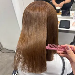 セミロング 髪質改善ストレート /暖色カラー🎀🪞のヘアスタイル