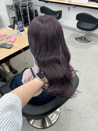 ロング カラー 暗髪🩶ラベンダー/ ブルー/ユウナ🤍のヘアスタイル