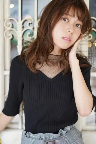 セミロング カラー パーマ ルービック 梅田茶屋町店のヘアスタイル