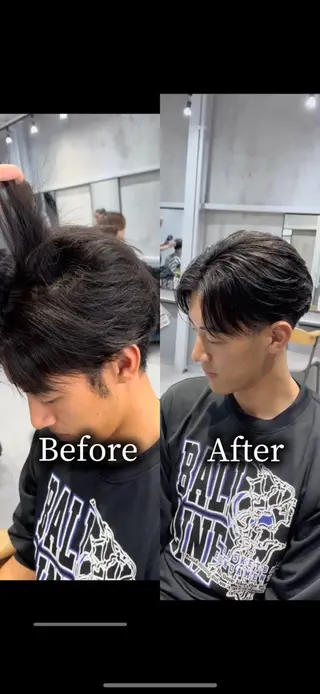 パーマ メンズ センターパート ／植田のヘアスタイル