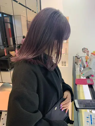 ミディアム カラー ハッシュカット/ハイ トーン/MANAMIのヘアスタイル