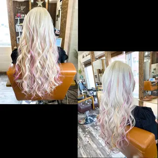 ロング カラー ✯カラー&編み込み エクステ✯池田智博✯のヘアスタイル