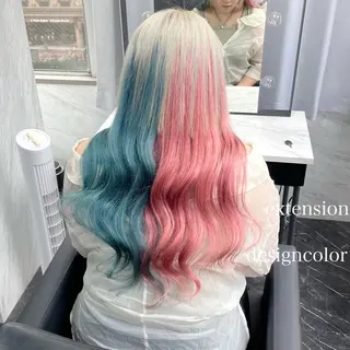 ロング カラー エクステ🩵ブリーチ 韓国ヘア🩵KAEのヘアスタイル