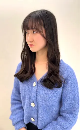 ロング パーマ デジタルパーマ/ コテ巻き風パーマのヘアスタイル