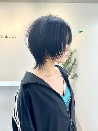 ショート レイヤー×縮毛矯正 深見 拓のヘアスタイル