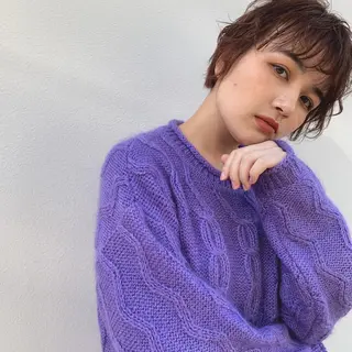 ショート パーマ パーマ/透明感カラー /ボブ/吉田一生のヘアスタイル