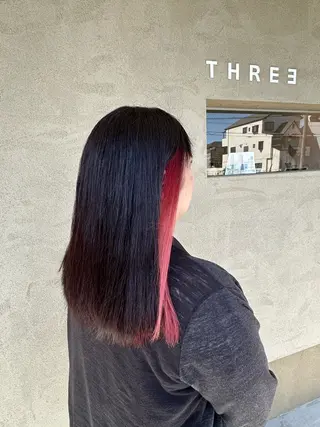 セミロング カラー レイヤー/蟹江/ くすみカラー/川口のヘアスタイル