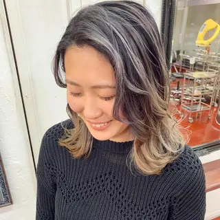 ミディアム カラー ピンクベージュ/新潟 万代/高橋桃葉🍑のヘアスタイル