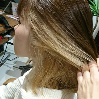 ミディアム カラー EARTH所沢店長 髪質改善 岡本 勇人のヘアスタイル