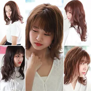 ミディアム カラー パーマ 髪質改善/縮毛矯正 /ブリーチ矯正/岡部のヘアスタイル