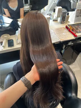 ロング 韓国風顔まわり/ベー ジュ/マツエク♡美咲のヘアスタイル