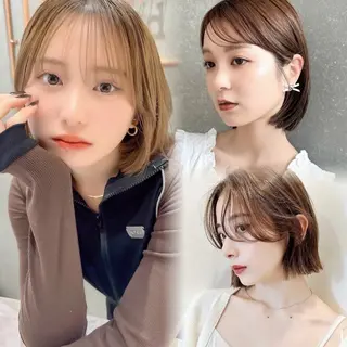 ミディアム カラー 🫧ボブ／縮毛矯正／ 韓国／ゆーな🫧‪のヘアスタイル