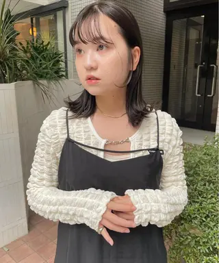 ミディアム カラー パーマ ヘアアレンジ 前田 陽南子のヘアスタイル