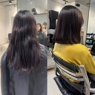 ロング カラー パーマ ヘアアレンジ 透明感/オリーブ/ グレージュ/YUKAのヘアスタイル