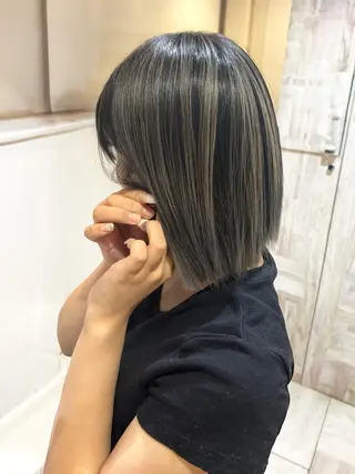 セミロング カラー 尾森紳哉💎透明感/ デザインカラーのヘアスタイル