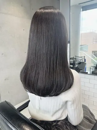 ミディアム カラー パーマ 透明感/オリーブ/ グレージュ/YUKAのヘアスタイル