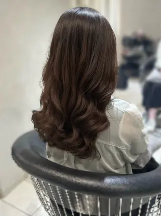 セミロング コテ巻き風パーマ💛 池袋のヘアスタイル