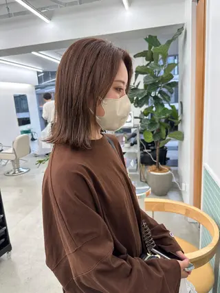 ミディアム カラー ボブ/レイヤー/ケア パーマ/リュウタのヘアスタイル