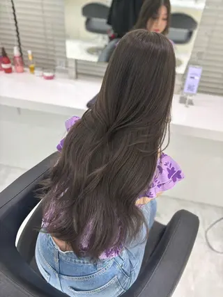 ロング カラー ブリーチなし透明感 ×縮毛矯正🤍ユウのヘアスタイル