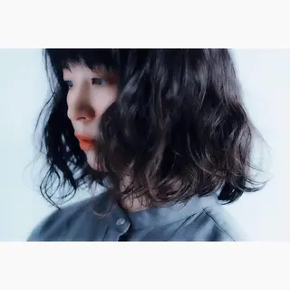 ミディアム パーマ 川間 将彦のヘアスタイル