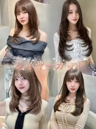 セミロング 髪質改善/はるみ🌙 韓国レイヤーのヘアスタイル