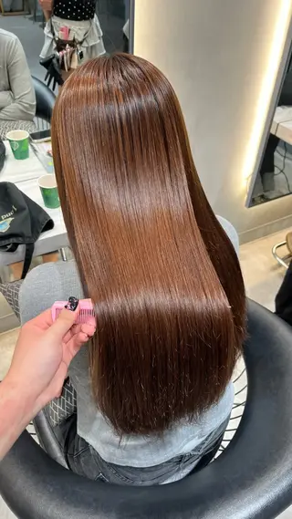 ロング 🎀リ  お🎀 縮毛矯正/Wカラーのヘアスタイル