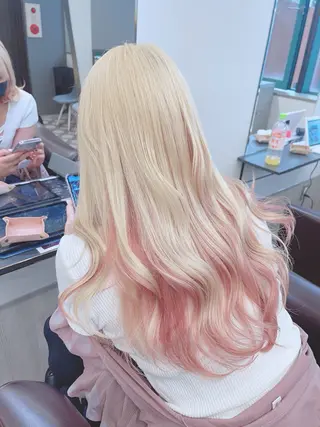 ロング カラー ケアブリーチ/エフェ クトブリーチ/天神のヘアスタイル