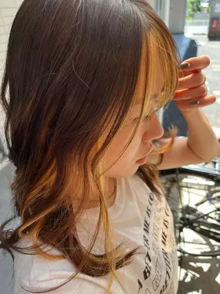 ロング カラー ヘアアレンジ ネイル “slow” 岡本海万。のヘアスタイル