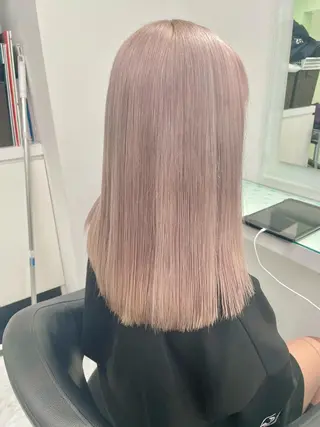 セミロング カラー 💖韓国×王道 ハイトーン💖のヘアスタイル