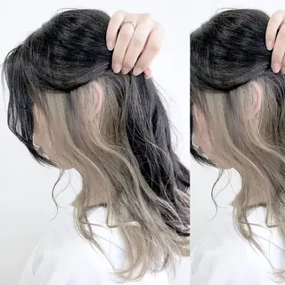 ミディアム カラー JuNブリーチに 縮毛矯正するプロのヘアスタイル