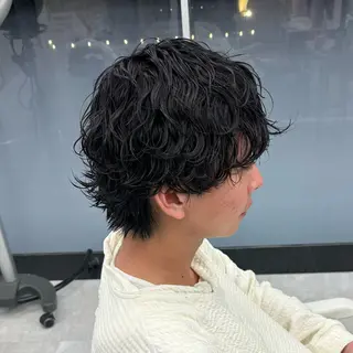 ミディアム カラー パーマ メンズ 森龍馬 メンズ専門美容師のヘアスタイル