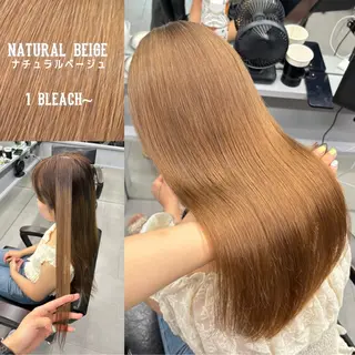 セミロング カラー hair&beauty geen 東大宮店所属・あんず/ワンカラー ベージュ/明るめのヘアスタイル