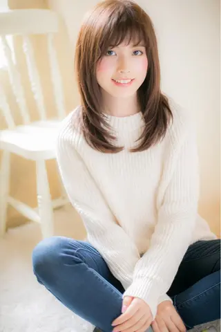 セミロング 縮毛矯正×髪質改善 カラー×クロスパーマのヘアスタイル