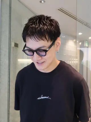 ショート カラー メンズパーマ/ブリー チ/motokiのヘアスタイル