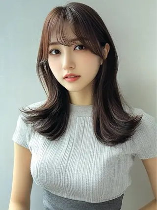 ミディアム カラー レイヤー×顔周 り×髪質改善/MIUのヘアスタイル