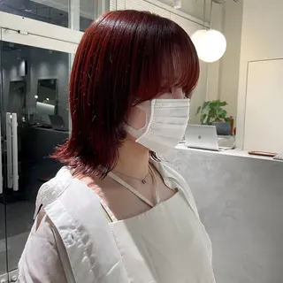 ミディアム カラー 林 千聖のヘアスタイル