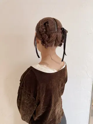 ミディアム ヘアアレンジ 暖色カラー /ヘアアレンジ/花鈴のヘアスタイル