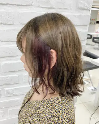 ミディアム カラー ヘアアレンジ 【センターパート/ マッシュ】ryokaのヘアスタイル