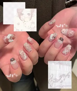 メンズ ネイル MINAMI໒꒱ Y2K、韓国ガーリーのネイルデザイン